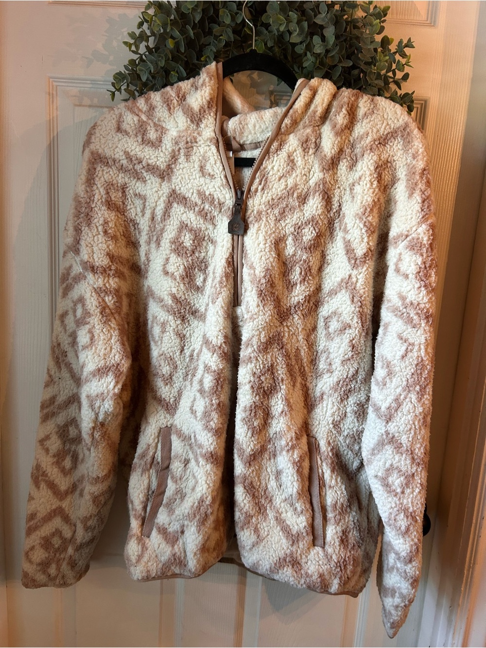 Cinch Cream & Brown Sherpa Hooded Jacket